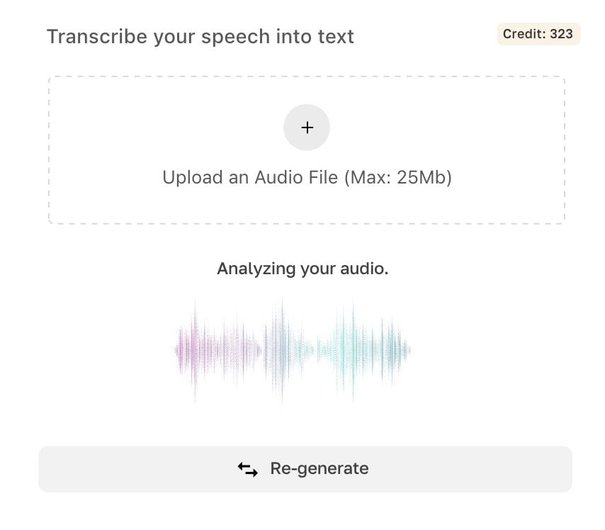 Upload, Analysieren, Generieren.